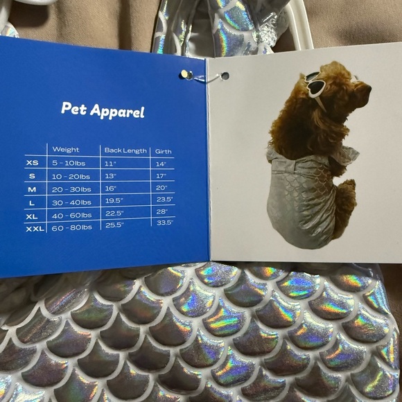 Shady Beach Mermaid Dog Swimsuit – Silver Holographic Scales (XS) - Picture 2 of 4